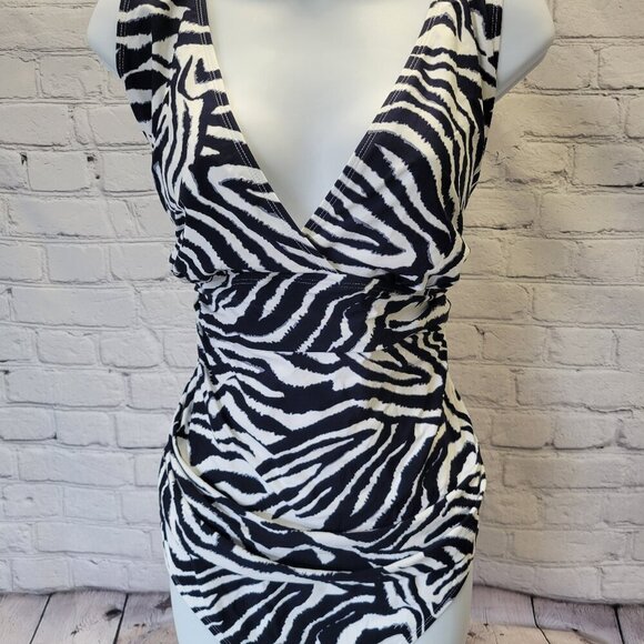Anne Cole Plus Size Zebra-Print One-Piece Swimsuit - Picture 1 of 8